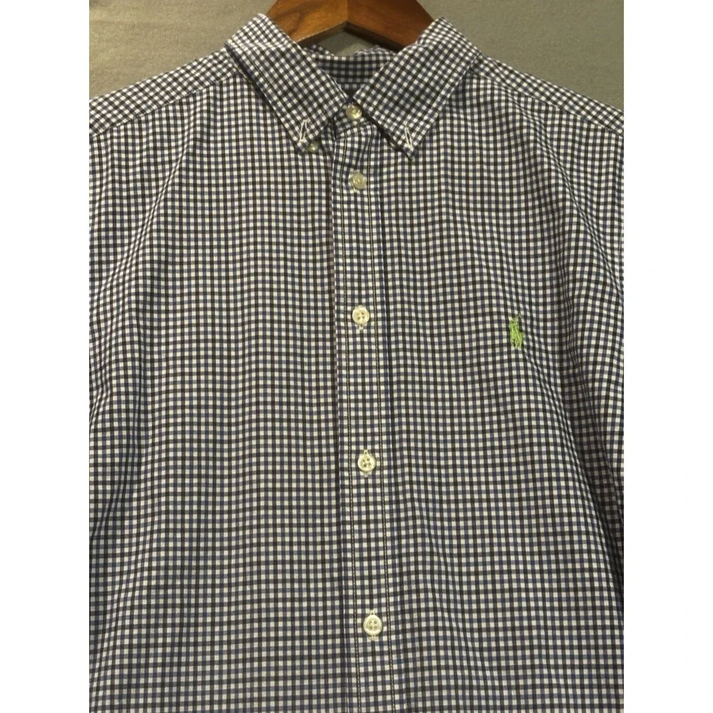 Polo Ralph Lauren Youth XL 18-20 Blue Check Button Down Long Sleeve Shirt